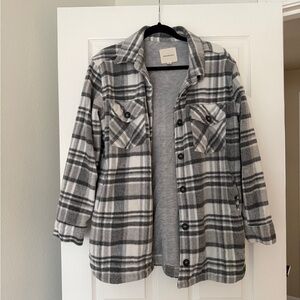 Thread & Supply Black and White Plaid Utility Jacket